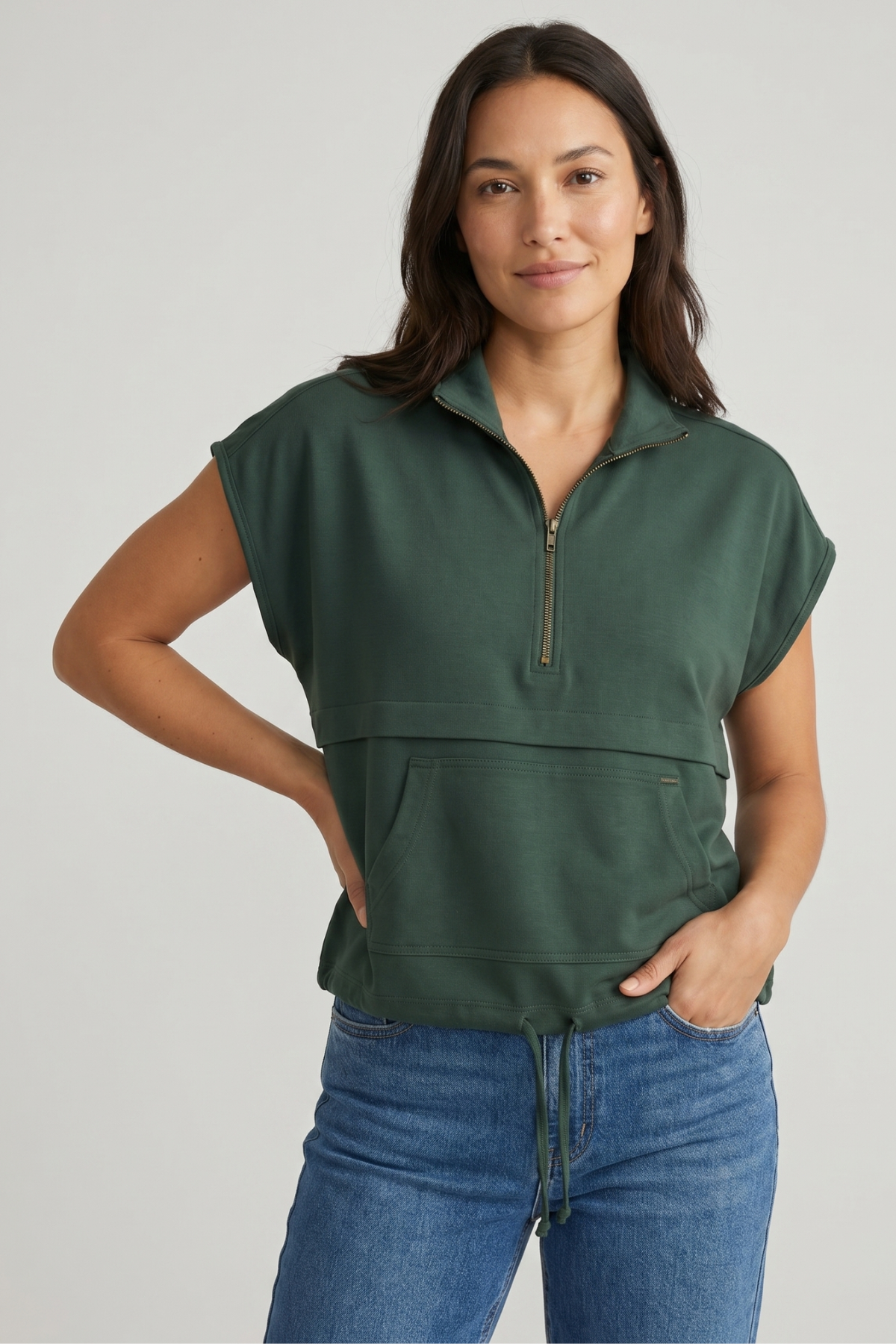 Blusa Verde Oscuro en Chambray para Mujer