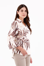 Blusa Manga Larga Ramas Café Para Mujer 