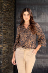 Blusa Manga Larga Bombacha Animal Print Taupe