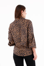 Blusa Manga Larga Bombacha Animal Print Taupe Para Mujer 