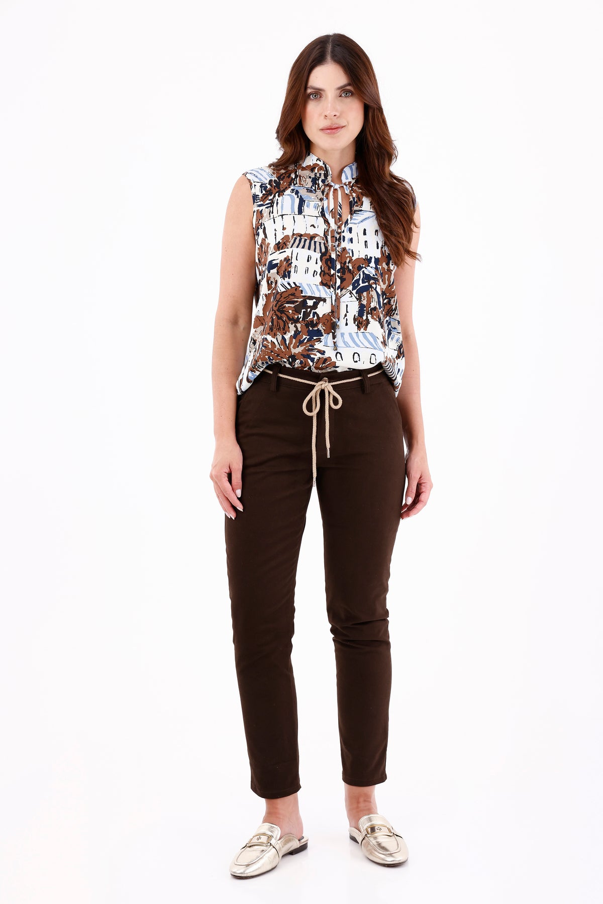 Blusa Manga Sisa Cuello Neru Étnica Azul Claro Para Mujer 