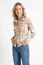 Blusa en rayón para mujer camel