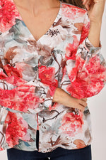 Blusa Manga Larga Estampado Ojalete Coral