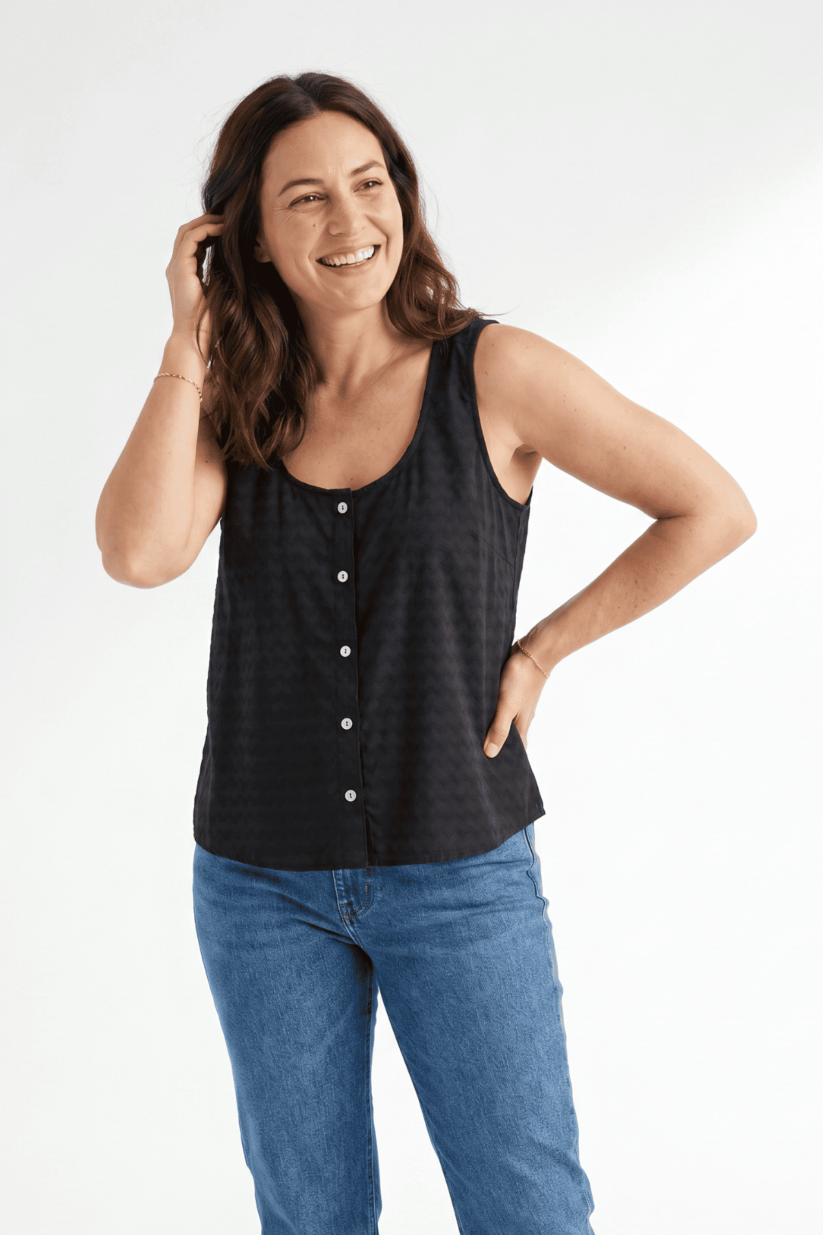 Blusa en algodón para mujer negro