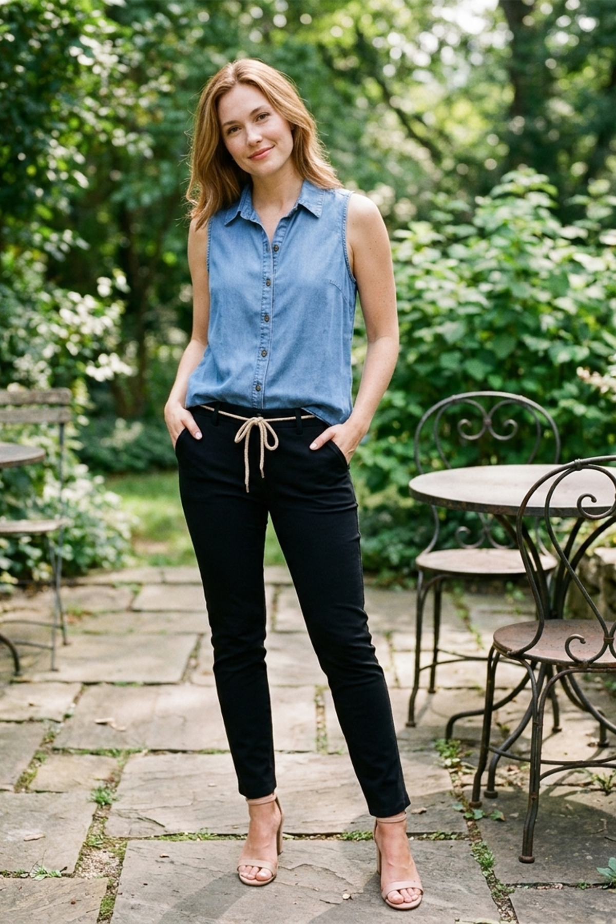 Blusa en Tencel Azul Medio para Mujer