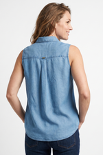 Blusa en Tencel Azul Medio para Mujer