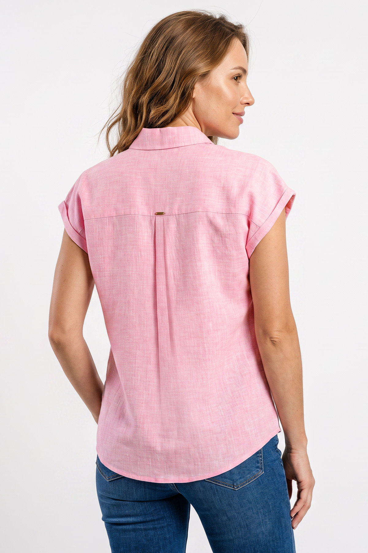 Blusa en Algodón Rosada con Manga Larga para Mujer