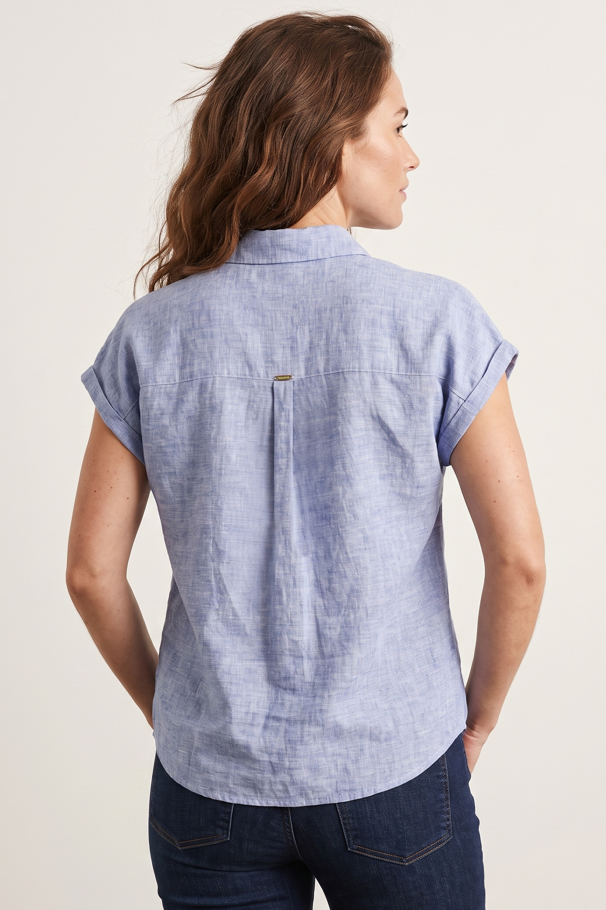 Blusa en Algodón Azul Claro para Mujer