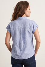 Blusa en Algodón Azul Claro para Mujer