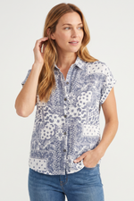 Blusa en Algodón Azul Navy para Mujer