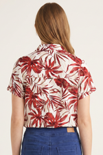Blusa Manga Corta en Rayón Roja para Mujer