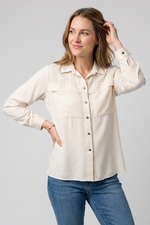 Blusa Manga Larga en Rayón Beige para Mujer