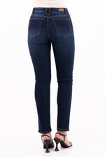 Jean Tiro Medio Pañoleta Azul Oscuro Para Mujer 