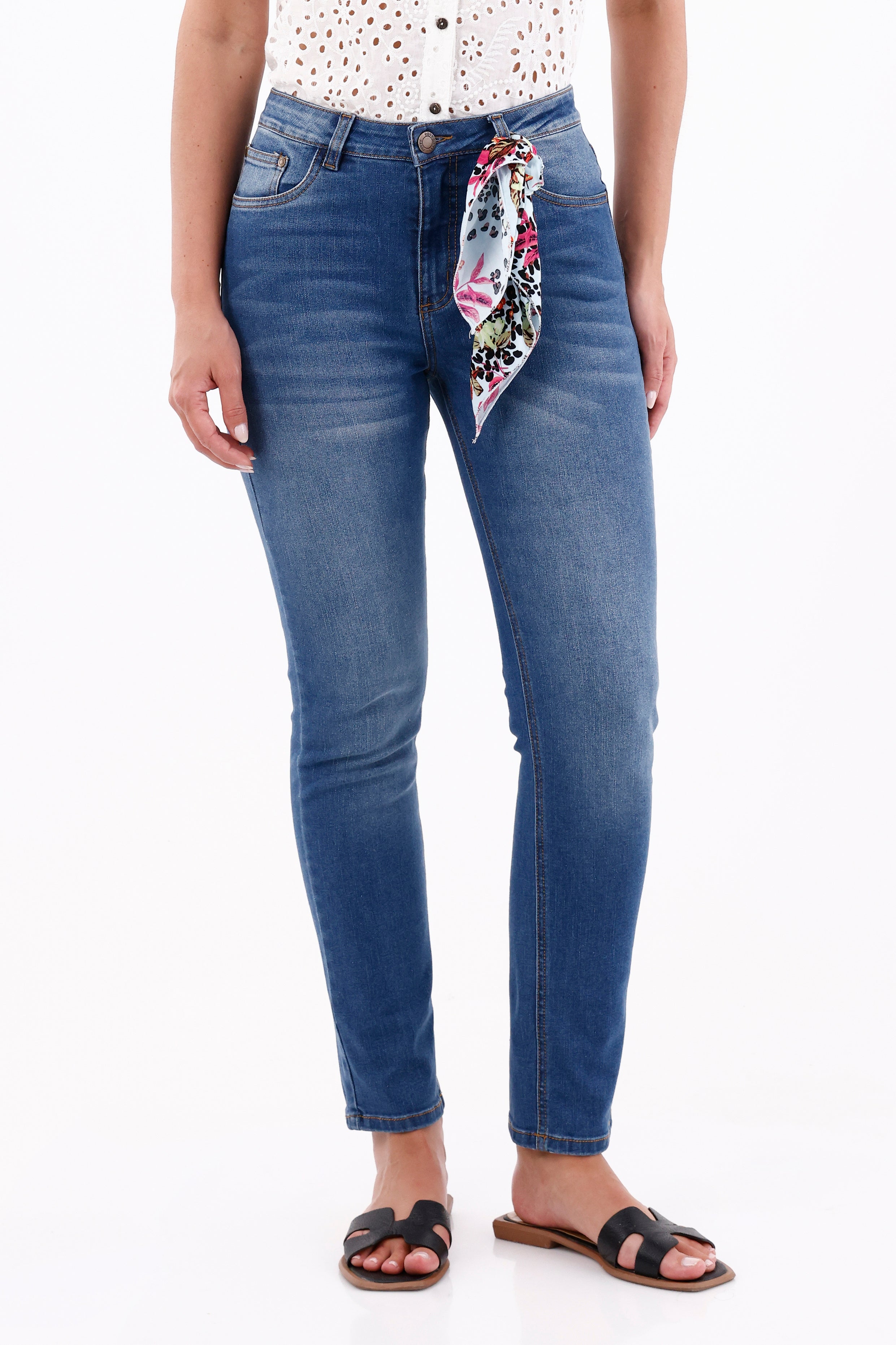 Jean Tiro Medio Pañoleta Azul Medio