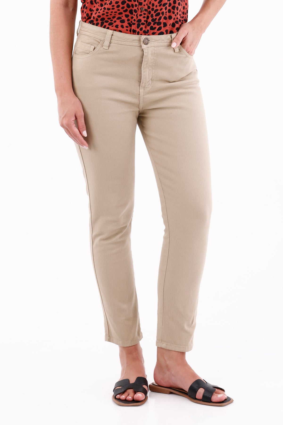 Jean Clásico Tobillero Taupe Para Mujer 