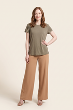 Camiseta en Algodón Taupe para Mujer