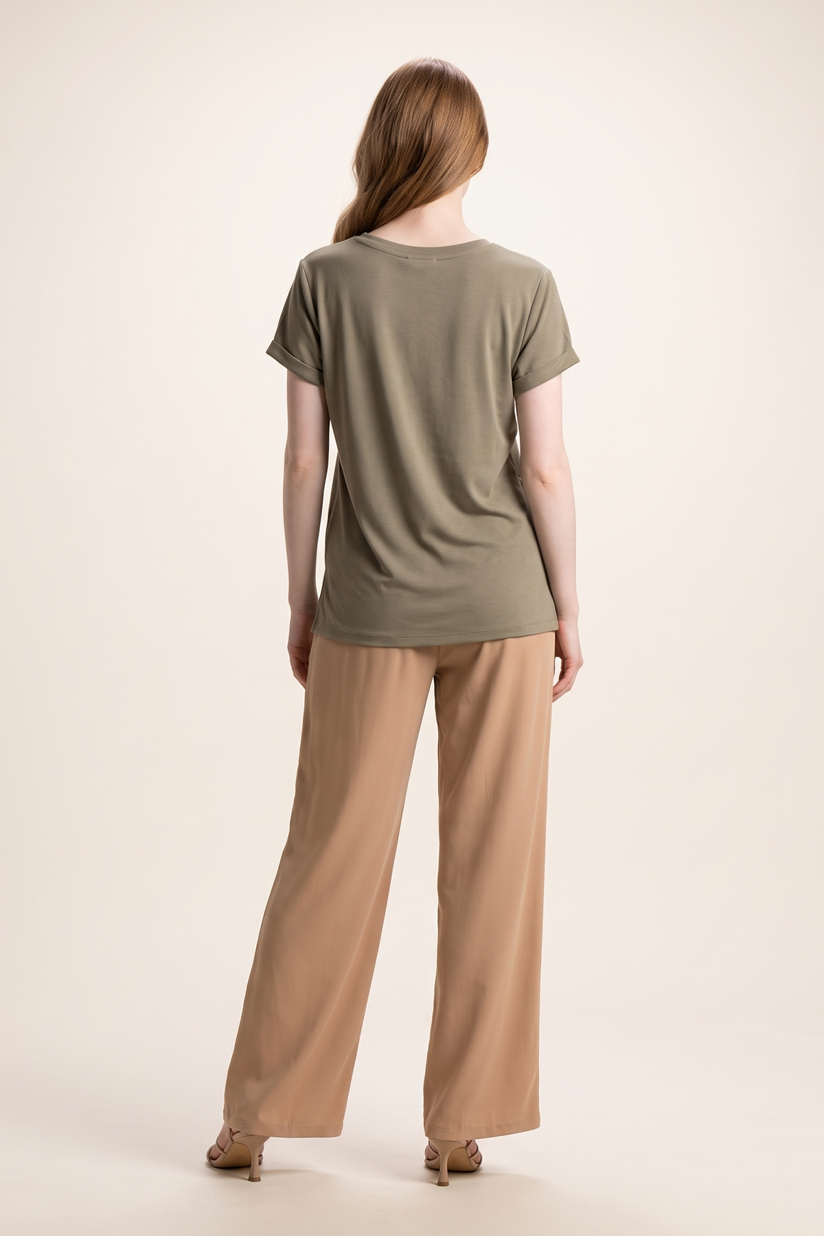Camiseta en Algodón Taupe para Mujer