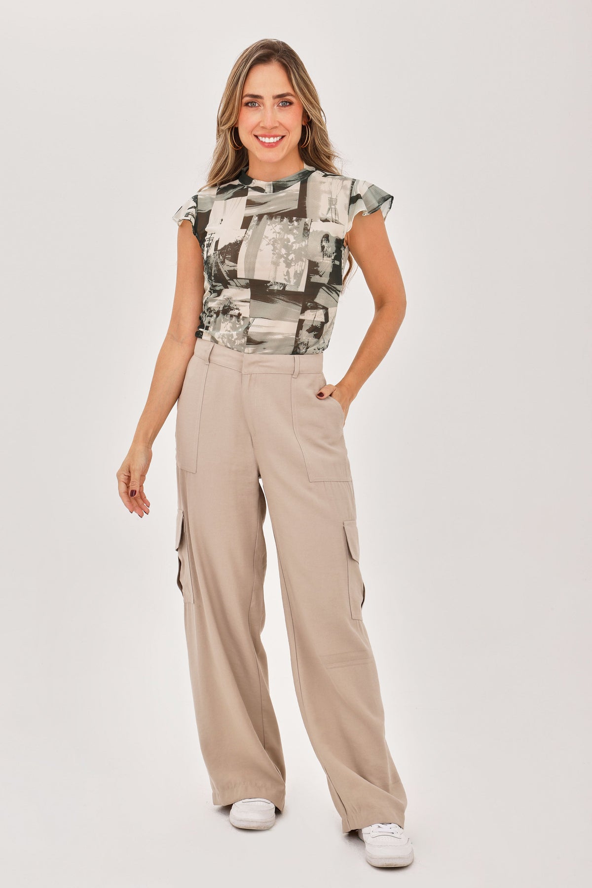 Camiseta Manga Corta Cuello Alto Étnica Negro