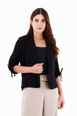 Chaqueta Manga Recogida Fondo Entero Negro