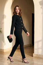 Chaqueta en Denim Rígido Negro para Mujer