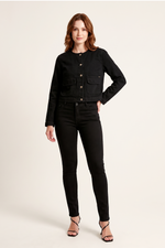 Chaqueta en Denim Rígido Negro para Mujer