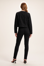 Chaqueta en Denim Rígido Negro para Mujer