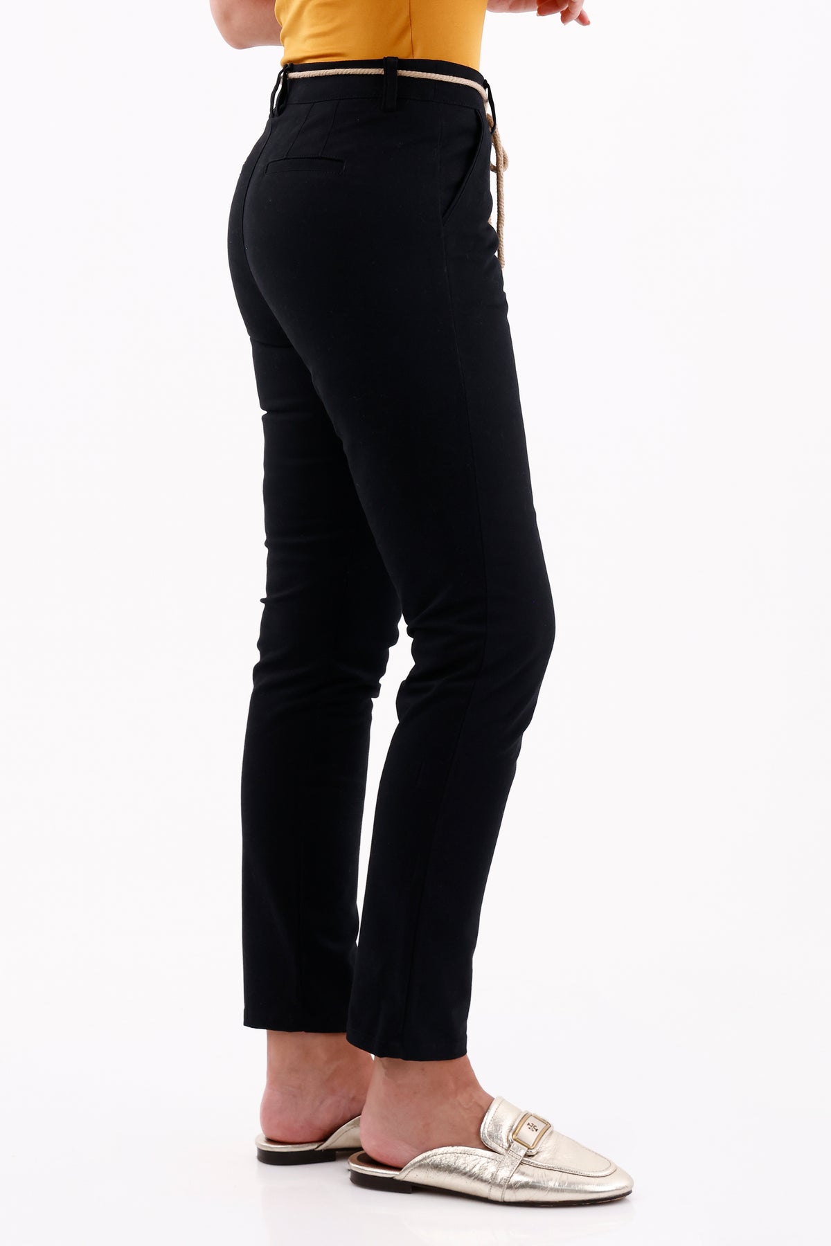 Pantalón Dril Cinturón Negro Para Mujer 
