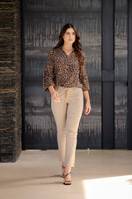 Pantalón Dril Cinturón Caqui Para Mujer 