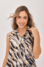 Vestido Manga Sisa Étnico Negro