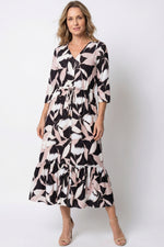 Vestido manga 3/4 en rayón para mujer negro