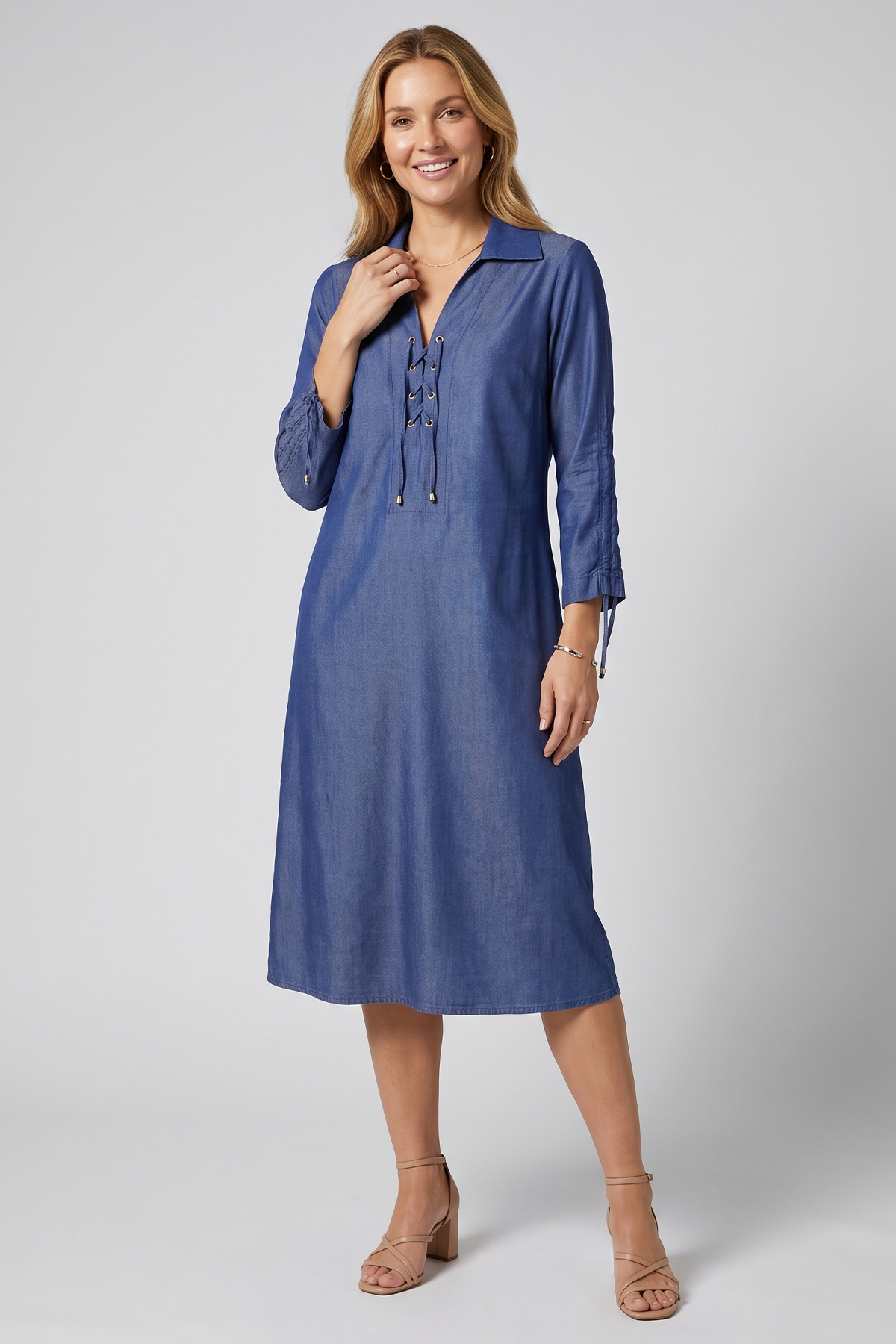 Vestido en Tencel Azul Oscuro para Mujer