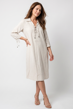 Vestido en Lino Beige para Mujer