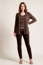 Cardigan en Polilycra Café para Mujer