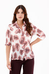 Blusa Manga 3/4 Craquelada Hojas Crudo
