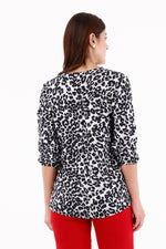 Blusa Manga 3/4 Ojaletes Animal Print Para Mujer 