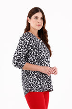 Blusa Manga 3/4 Ojaletes Animal Print Para Mujer 