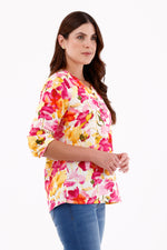 Blusa Manga Rodada Ramas Beige Para Mujer 