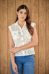 Blusa Manga Rodada Ojalillo Blanco