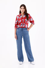 Blusa Manga 3/4 Flores Vino Claro Para Mujer 