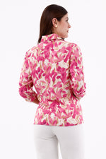 Blusa Manga 3/4 Flores Fucsia Para Mujer 