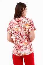 Blusa Manga Corta Charretera Ramas Vinotinto Para Mujer 