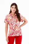 Blusa Manga Corta Charretera Ramas Vinotinto