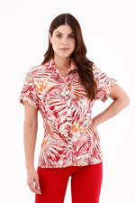 Blusa Manga Corta Charretera Ramas Vinotinto Para Mujer 