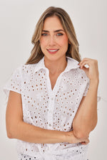 Blusa Manga Corta Nudo Ojalillo Blanco