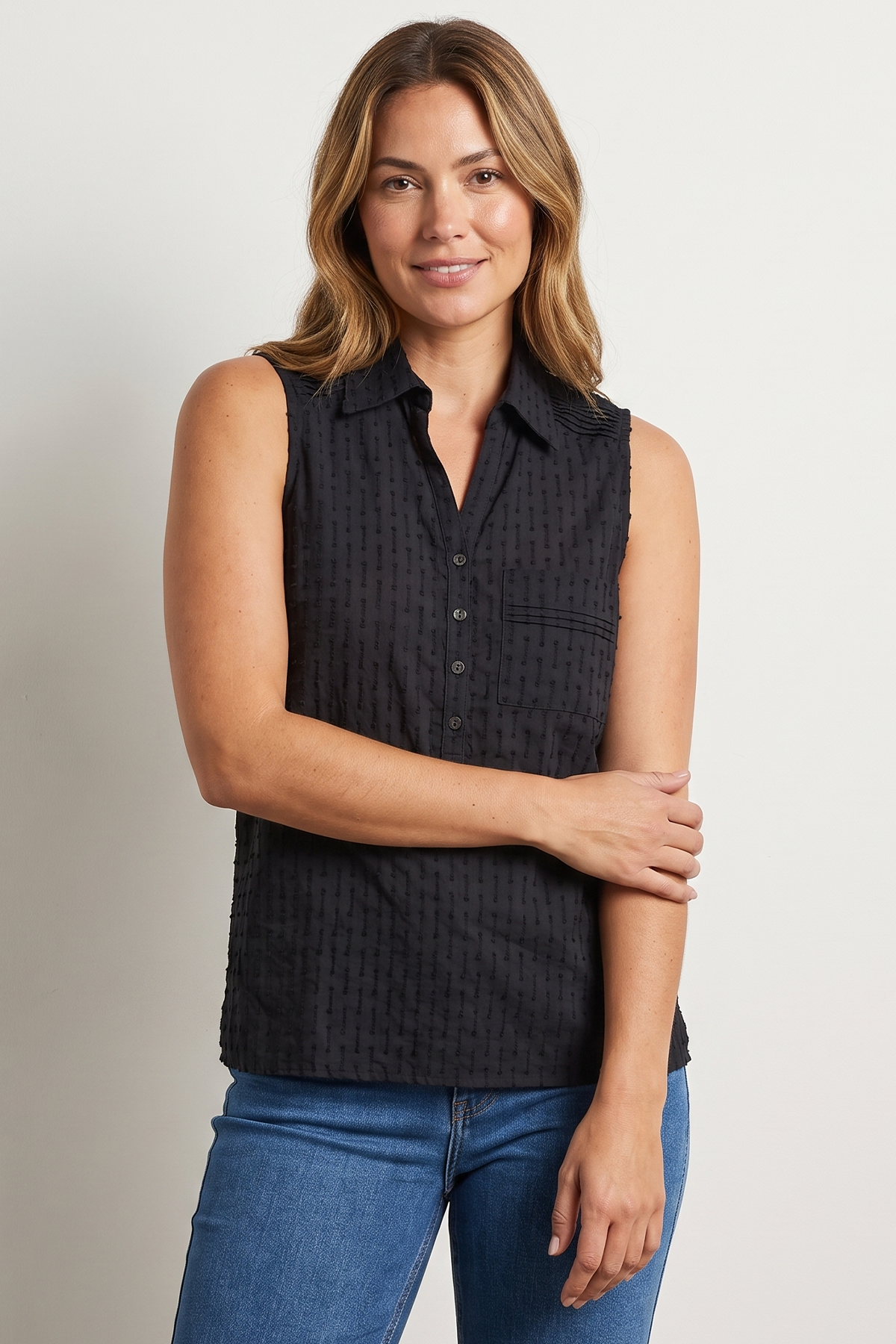 Blusa en Algodón Negro para Mujer