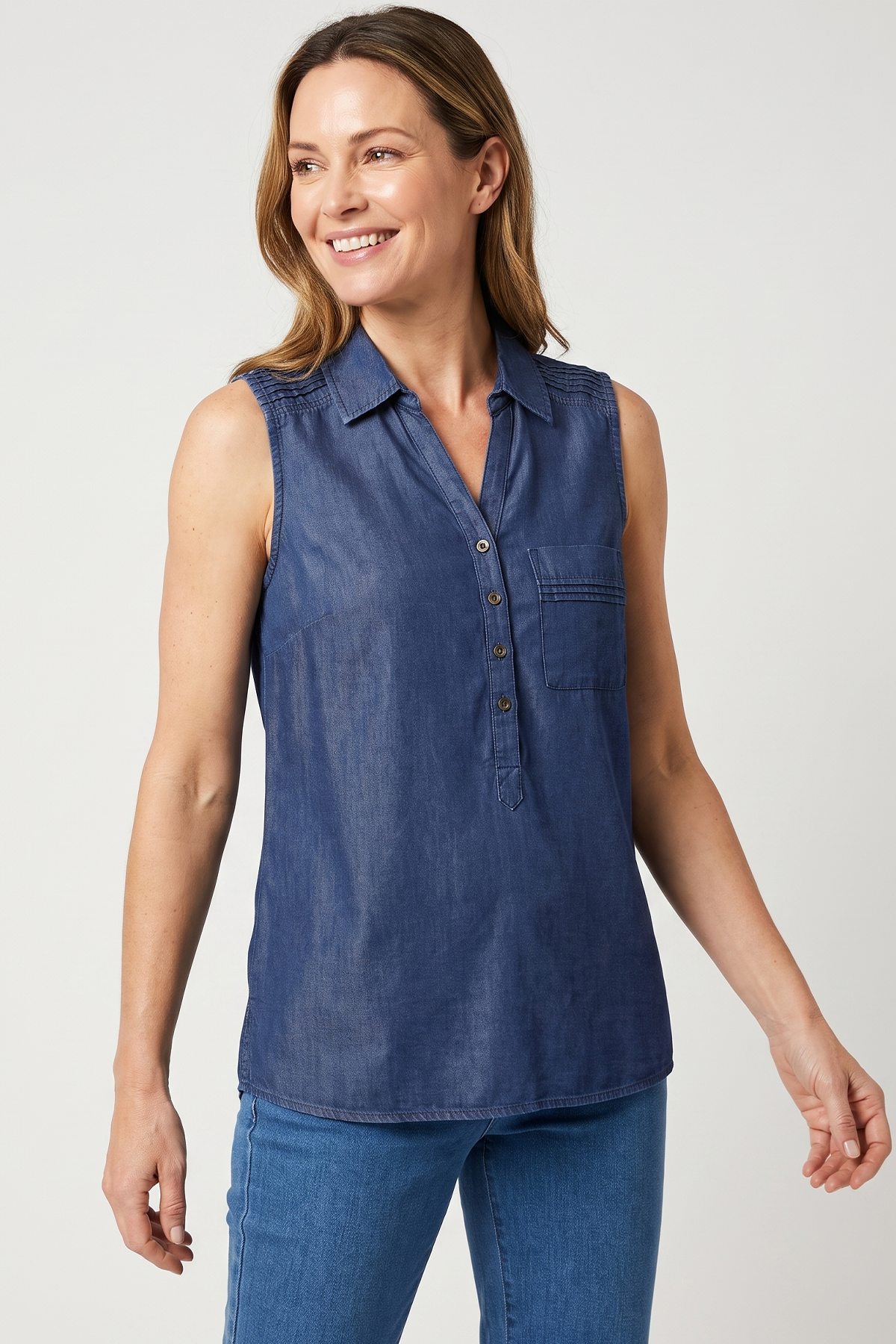 Blusa en Rayón Azul Oscuro para Mujer