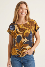 Blusa Estampada Azul Navy en Rayón para Mujer