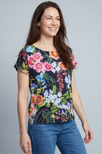 Blusa Estampada Azul Oscuro en Rayón para Mujer