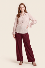 Blusa Manga Larga en Polyester Twill Rosado para Mujer