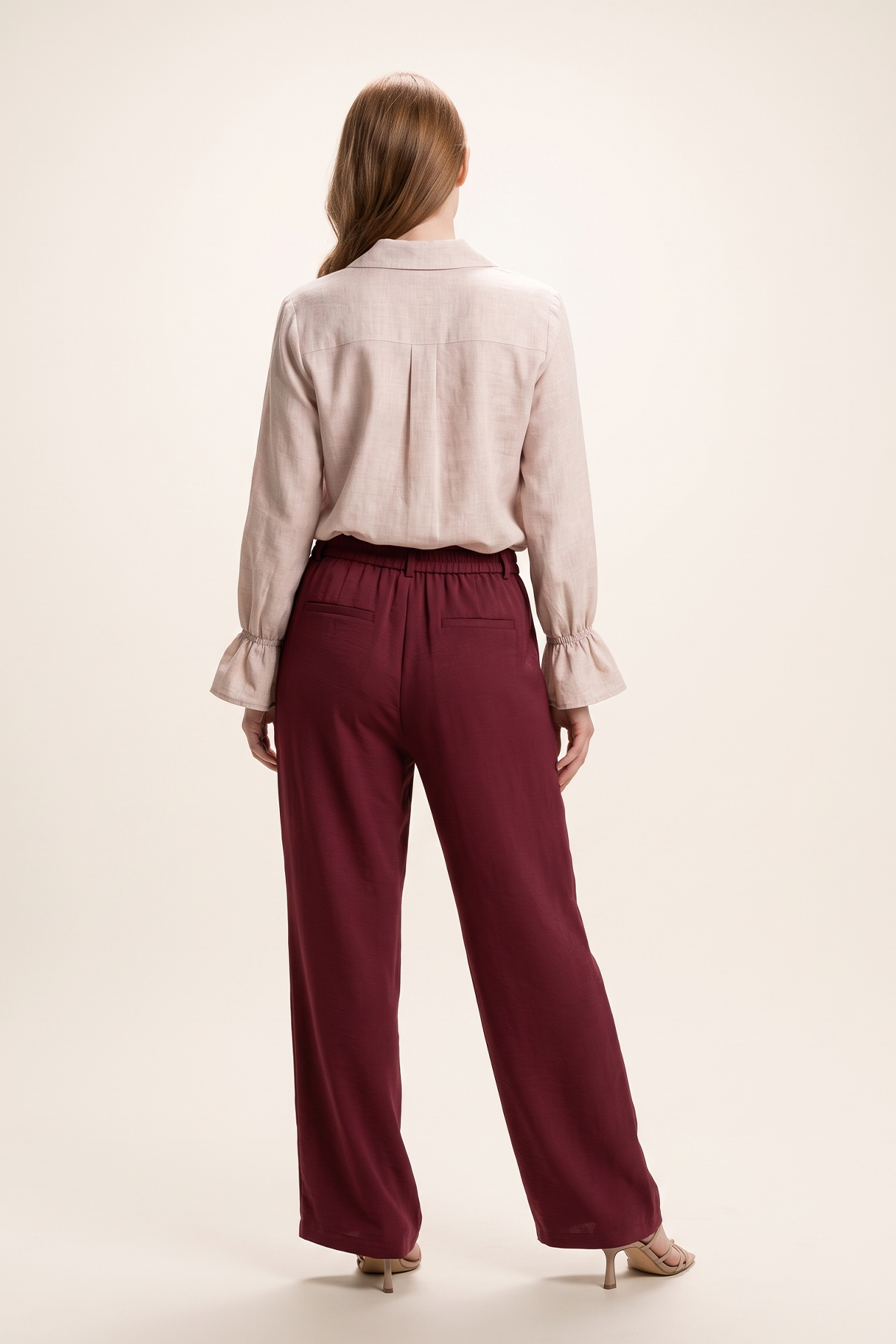 Blusa Manga Larga en Polyester Twill Rosado para Mujer